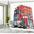 thumbnail image 5 of Ambesonne Cartoon Shower Curtain, Truck Rescue Team Art, 69"Wx75"L, Grey Red, 5 of 5