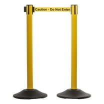 US Weight Yellow Steel Stanchion - 7.5-Foot Retractable Caution Belt - Premium Crowd Control Barriers