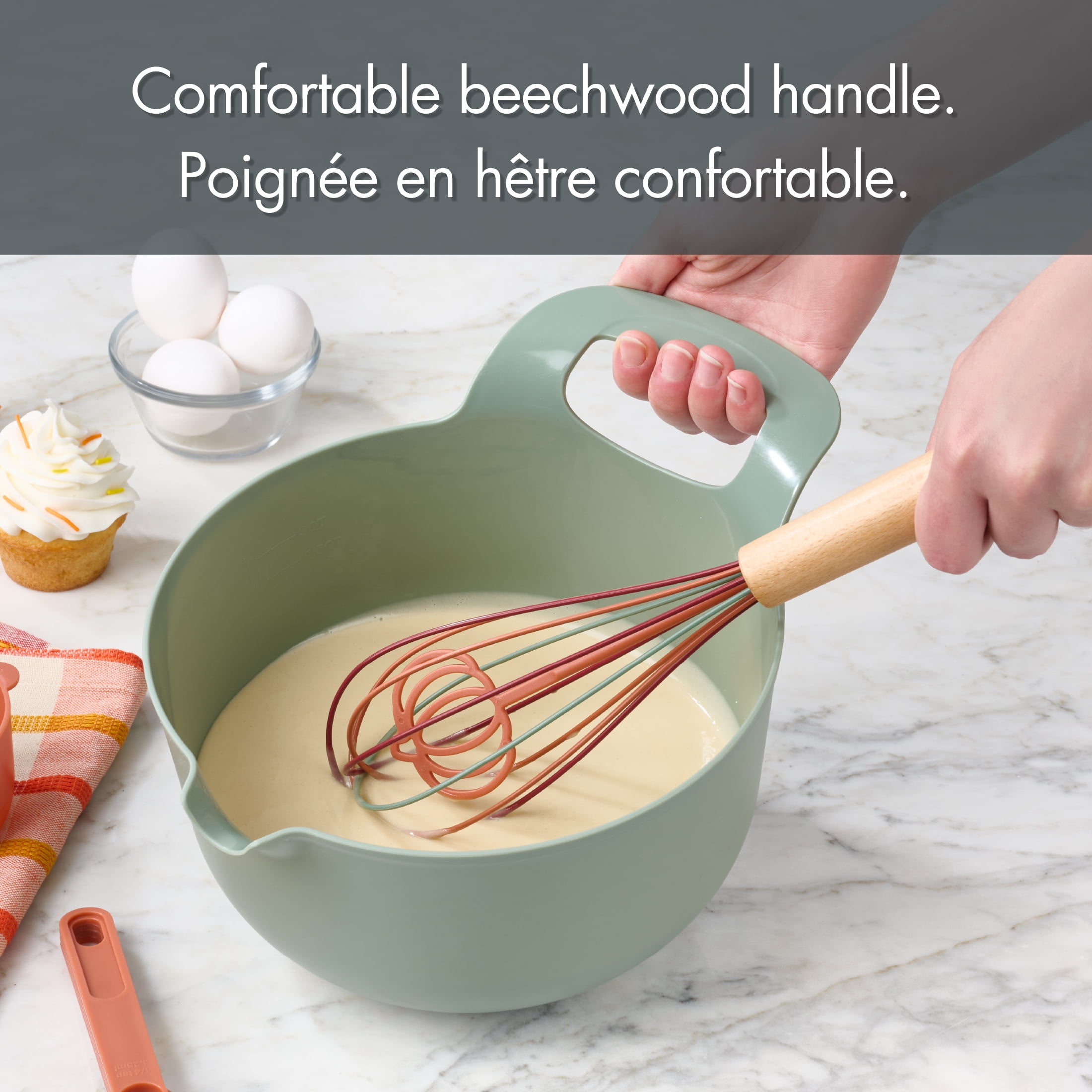 Way-to-Celebrate 12-inch Silicone Whisk, Pumpkin Character, Orange, Green and Red