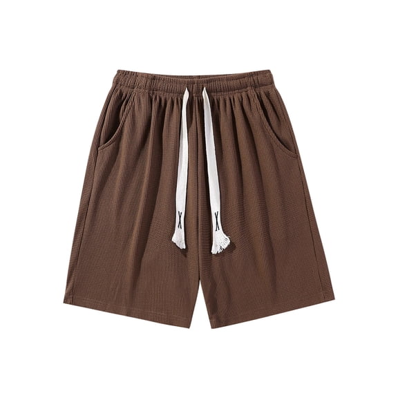 Men's Casual Waffle Knit Sweat Shorts Summer Beach Vacation Bermuda Short Pants, 7" Inseam Moisture Wicking Drawstring Elastic Waist Lounge Shorts Big & Tall