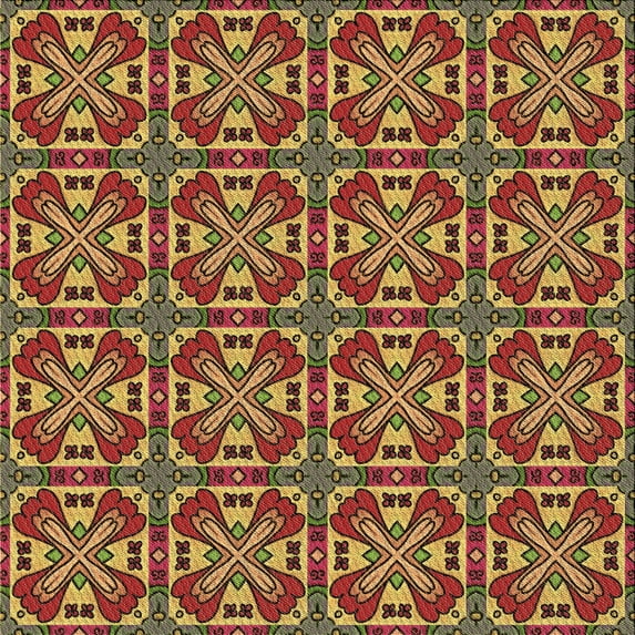 Ahgly Company Indoor Square Patterned Saffron Red Area Rugs, 6' Square