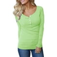 thumbnail image 3 of Dellytop Womens Long Sleeve Ribbed Button Down Casual Henley Shirts, 3 of 5