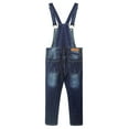 thumbnail image 2 of KIDSCOOL SPACE Little Girl Boy Ripped Denim Cute Slim Pants Jean Overalls,Deep Blue,6-12 Months, 2 of 9
