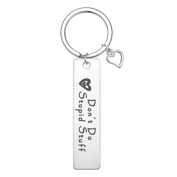 Don't Do Stupid Stuff Keychain Hanging Pendant Stainless Steel Key Chain Car Bag Backpack Accessories Gift Heart Keyring