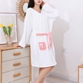 thumbnail image 5 of Kaemgyyd Robes for Women Fluffy Fuzzy V Neck Bath Robe Knee Length Bathrobe Bow Front Ladies Outfits（White,One Size）, 5 of 7