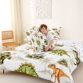 thumbnail image 4 of Homewish Wild Dinosaur Queen Comforter Set,Vintage Wildlife Comforter Sets Queen,White,Colorful Stars Reversible,3 Pieces,1 Comforter and 2 Pillowcases, 4 of 7