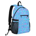 thumbnail image 2 of JIALIOU 14" Laptop Backpack Waterproof Airline Approved Stylish Casual Daypack for Travel Business College Work, Blue Stripes with Cute Flowers, 2 of 8