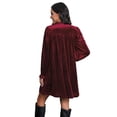 thumbnail image 4 of Levmjia Womens Velvet Dress Long Sleeve Party Evening V Neck Solid Color Skirt Cocktail Comfortable Stretch Elegant Commuting Outfit, 4 of 7