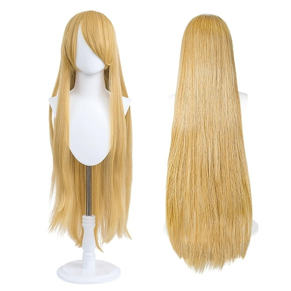 Peluca UTIEHD de 100 cm de largo, universal, para cosplay de anime, color rubio dorado