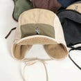 thumbnail image 3 of SGFCWSX Trapper Hat Men,Colorblock Embroidered Outdoor Cycling Fleece Tie Thick Tie Hat Beige Free Size, 3 of 4