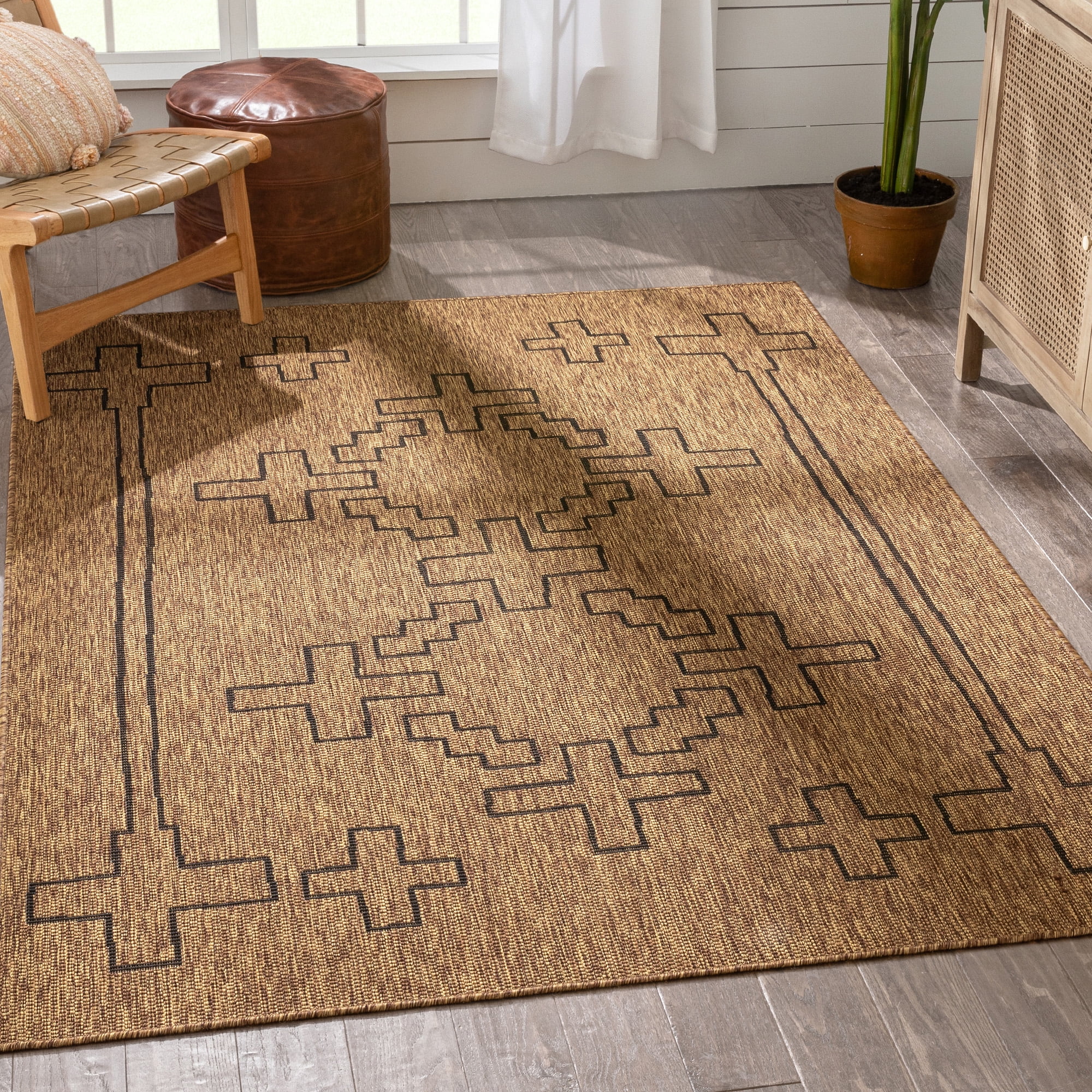 Well Woven Kalissa Natural Jute Indoor/Outdoor Tribal Medallion Area