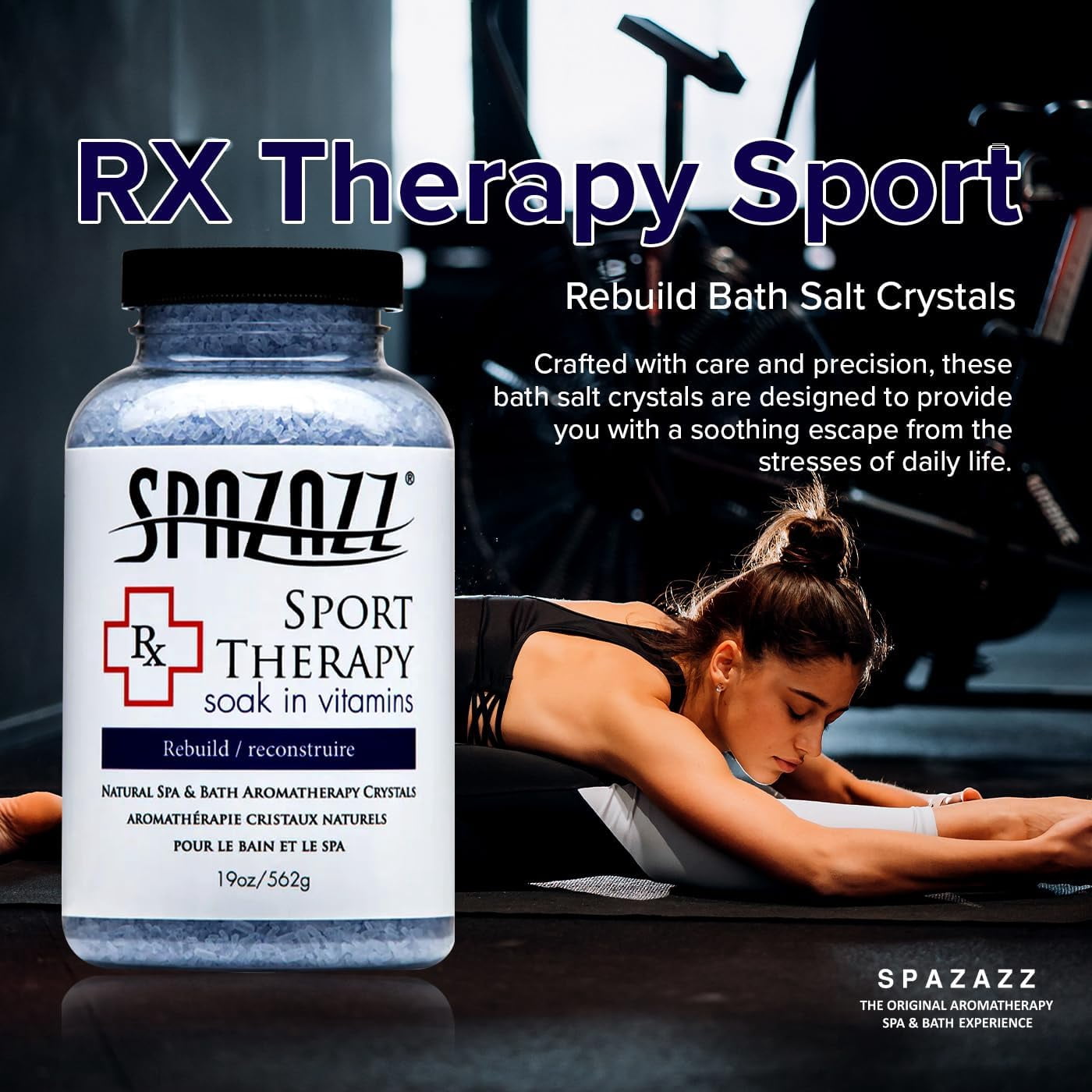 Spazazz SPZ-607 19 oz Aromatherapy Spa & Bath Crystals, Sport Therapy Rebuild