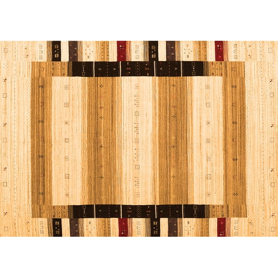 Ahgly Company Indoor Rectangle Abstract Orange Contemporary Area Rugs, 5' x 8'
