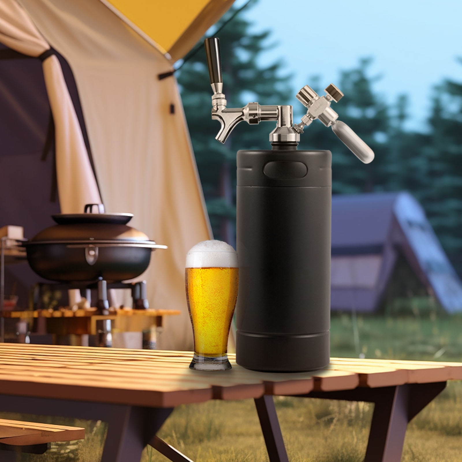 VEVOR 128Oz/4L Growler Tap System Stainless Steel Mini Keg Beer Brewing Kegs & Kegging Portable Home Dispenser System Homebrew and Craft Beer Black