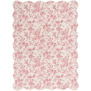 Mainstays Pink Floral Faux Fur Scalloped Indoor Area Rug, 4 ft x 5 ft 6 in