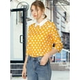 thumbnail image 2 of INSPIRE CHIC Chemisier pour Femme à Col Peter Pan Contrastant, Manches 3/4, 2 of 6