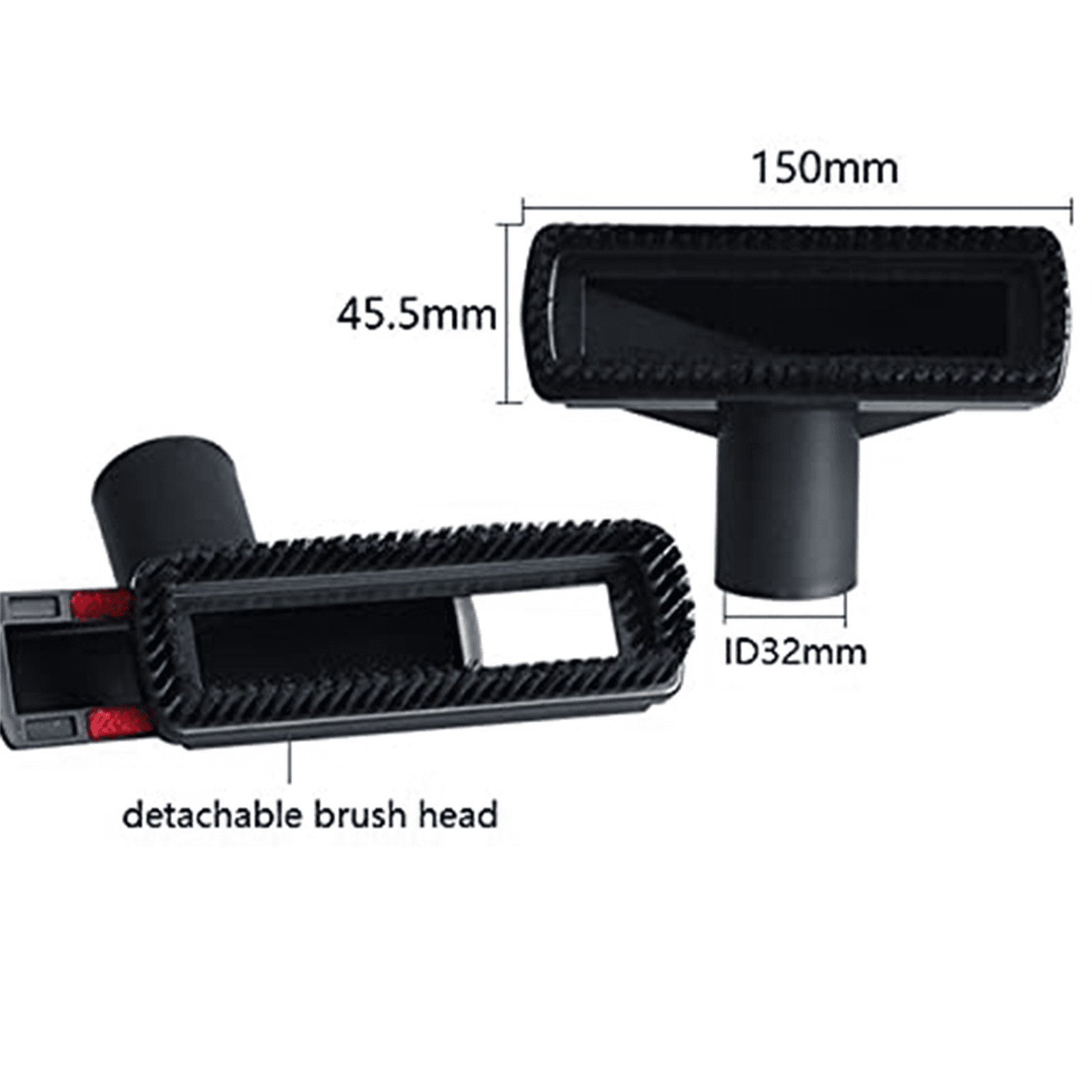 Universal Vacuum Cleaner Attachment Kit 7PCS, Wet Dry Hose Adapter with Horse Hair Brush, Crevice Tool, Extension Wand for Shop Vac, Flexible Multi-Surface Cleaning Accessories (Black)