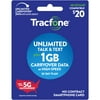 Tracfone $20 Smartphone Unlimited Talk & Text 30-Day Prepaid Plan (1GB at high speeds) Direct Top Up