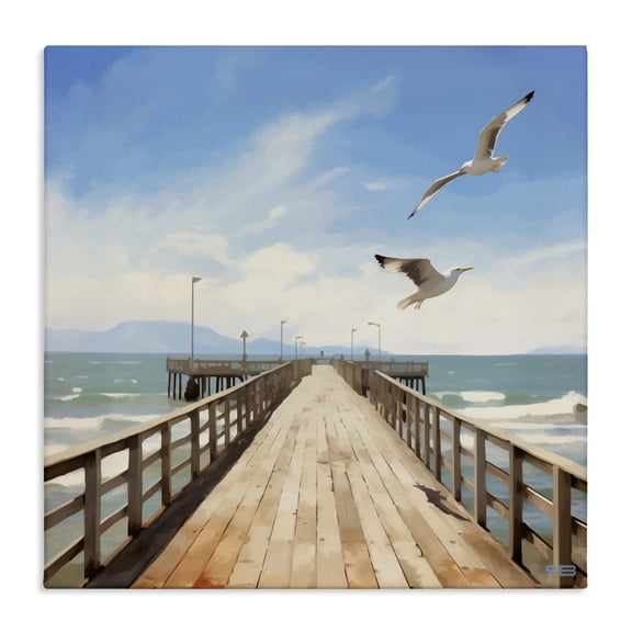 Stupell Industries Tropical Seagulls over Pier Canvas Art, 30 x 30, by RB