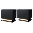 thumbnail image 1 of Hommpa Modern LED Nightstand Set of 2 Adjustable 3 Color LED Light 2 Drawer Bedside Table Storage Cabinet with Auto Sensor Light High Gloss Black Night Stand Smart Motion Sensor Side Table for Bedroom, 1 of 12