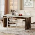 thumbnail image 4 of Tribesigns Farmhouse 70.86-inch Rectangle Wood Dining Table for 6-8 People, Modern Large Kitchen Table Dinner Table for Kitchen Dining Room, Lighter Grey &Brown, 4 of 5