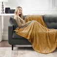 thumbnail image 5 of CBCHome Velvet Plush Jacquard Tile Throw Blanket for Couch - Buttery Soft, Cozy Throw, Cute Gifts for Women (Amber Gold, 50" x 60"), 5 of 8