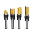 thumbnail image 2 of Bearing Straight Bit,4Pcs Flush Trim Router Shank Straight Bit Pattern Router Bit Industry-Leading Standards, 2 of 7