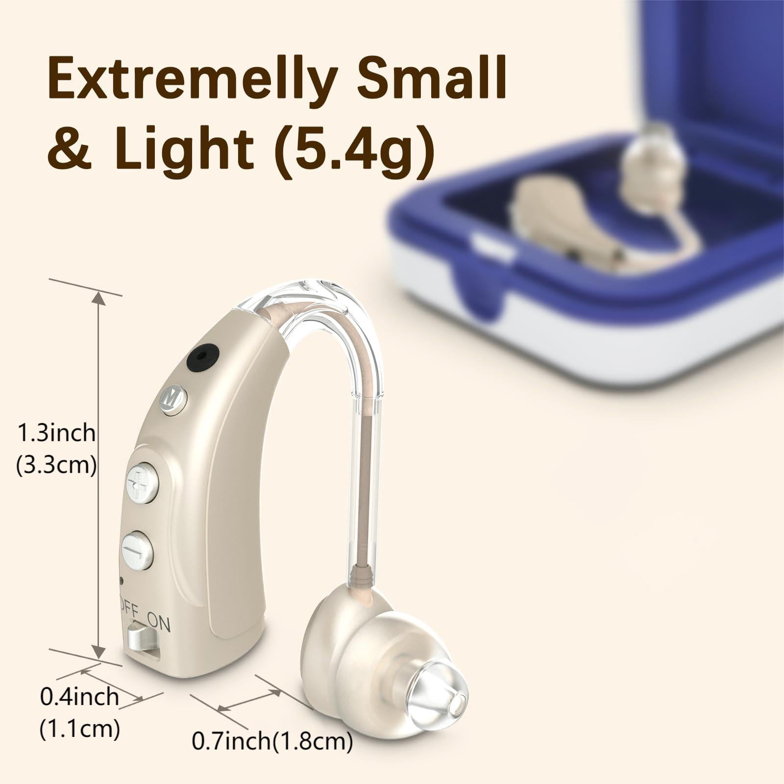 Delmicure Hearing Aids for Seniors with 4-Mode & 8-Level Volume Control, Rechargeable 16-Channel Sound Device, VHP-1710 Gold - Pair