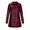 thumbnail image 6 of Women's Faux Leather Shirt Dress Jackets Button Down Lapel Collar Long Sleeve PU Leather Mini Dresses Sexy, 6 of 6