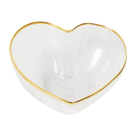 

Crystal Dessert Bowl Glass Heart Bowl with Golden Trimming for Serving Fruit Salad Snack