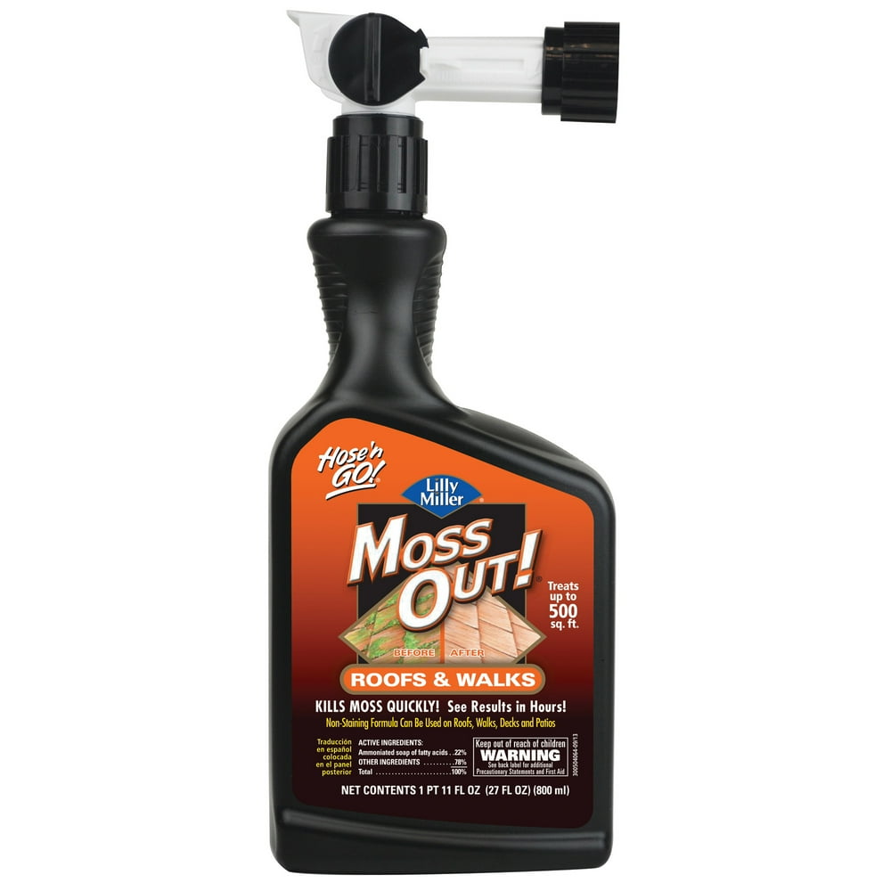 Lilly Miller Moss Out! Liquid Herbicide Moss Killer for Roofs and Walks, 27 oz.