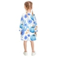 thumbnail image 3 of Girls' long-sleeved dress Blue Pumpkin Flowers Girls' A-line dress with ribbed cuffs Soft and comfortable, 3 of 6
