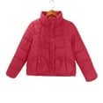 thumbnail image 6 of VISALY Women's Oversized Puffer Full Zip Quilted Bubble Coats Padded Long Sleeve Winter Warm Coat Zip Up Short Puffer Tunic Jackets Red M, 6 of 9