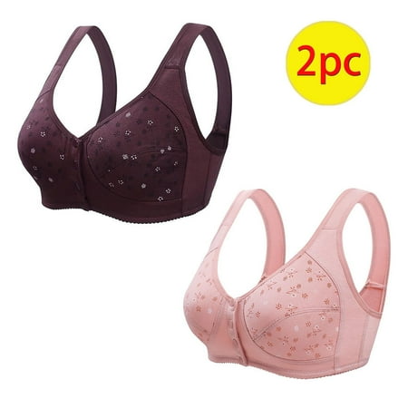 Dazajoo 2pcs Womens Plus Size Bras Casual Convenient Lightweight Bras Solid Color Push Up Yoga Bra Comfy Soft Evertday Underwear for Women Wine XXL