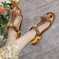thumbnail image 5 of Anuirheih Sandals for Women Summer Flats, Comfortable Elastic Ankle Strap Dress Flats Shoes Casual Slip on Open Toe Boho Beach Sandal (Yellow）, 5 of 9
