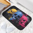 thumbnail image 6 of 1pc Three Colored Skulls Absorbent Non-Slip Bathroom Thickened Flannel Rug Decor,Soft,Quick Drying,Suitable For Indoor/outdoor Use,Bathrooms,Bedrooms,Kitchens,Terrace,Laundry Rooms,16"x24", 6 of 9