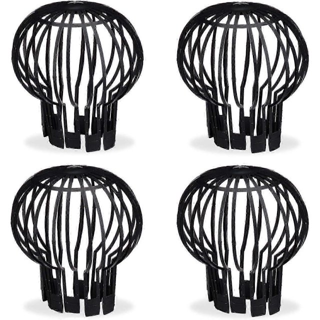 Gutter Filter, Practical Set of 4, Plastic, Strainer, Protection, Water Drainage, 13 cm, Black