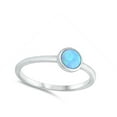 thumbnail image 4 of CHOOSE YOUR COLOR Light Blue Simulated Opal Round Bezel Solitaire Ring Sterling Silver Band CZ Female Size 13, 4 of 4