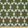 thumbnail image 2 of Ambesonne Vintage Fabric by the Yard Microfiber, Geometric Abstract Plot, 5 Yards, Green Brown White Grey, 2 of 2