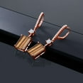thumbnail image 4 of Gem Stone King 18K Rose Gold Plated Silver Dangle Earrings Tiger Eye Moissanite (13.76 Cttw), 4 of 4