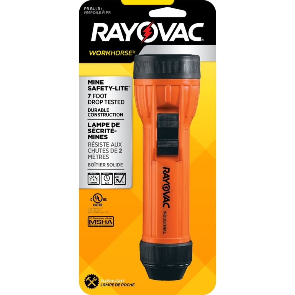 Rayovac, RAYIN2MSC, 2D Safety Flashlight, 1 Each, Orange,Black