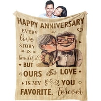 Wedding Anniversary Blanket Gifts for Him Her Wife Husband Men, Best Romantic Anniversary Marriage Gift for Couple Mom Dad Parents, Happy Anniversary for Girlfriend Boyfriend Gifts Blanket 60"X 50" Anniversary Blanket 60"x50"