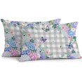 thumbnail image 2 of Lumbar Pillow Covers 20x12 Inch Set of 2, Watercolor Flowers Waterproof Outdoor Pillow Covers, Spring Butterflies Floral Gray Plaid Decorative Cushion Pillowcases for Couch, Sofa, Bed, Garden, Patio, 2 of 9