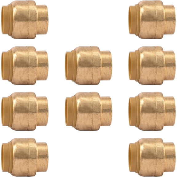 1/2" Push Fit End Cap, Push-to-Connect Plumbing Fitting, Stop End Copper Fittings, Brass Plumbing Fittings, Push-fit Stop Ends For PEX, CPVC and PE-RT Pipes (Pack of 10)