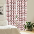 thumbnail image 3 of Ambesonne Abstract 4-Panel Curtains, Modern Doodled Flower, 56"x63", Vermilion and Charcoal Grey, 3 of 4