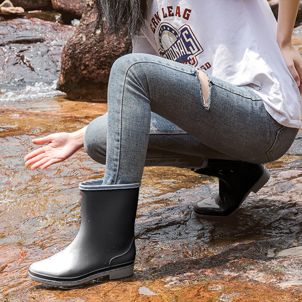 AUXDIQ Rain Shoes Women Mid-calf Boots Waterproof Rain Boots Outdoor Garden Shoes