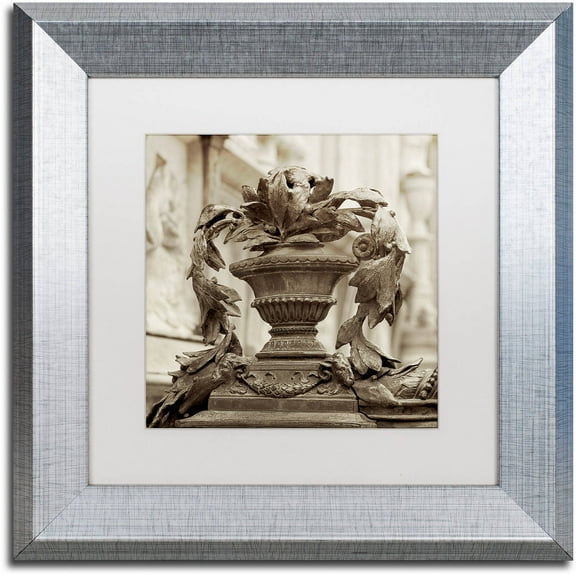 Trademark Fine Art "Giardini Italiano II" Canvas Art by Alan Blaustein, White Matte, Silver Frame