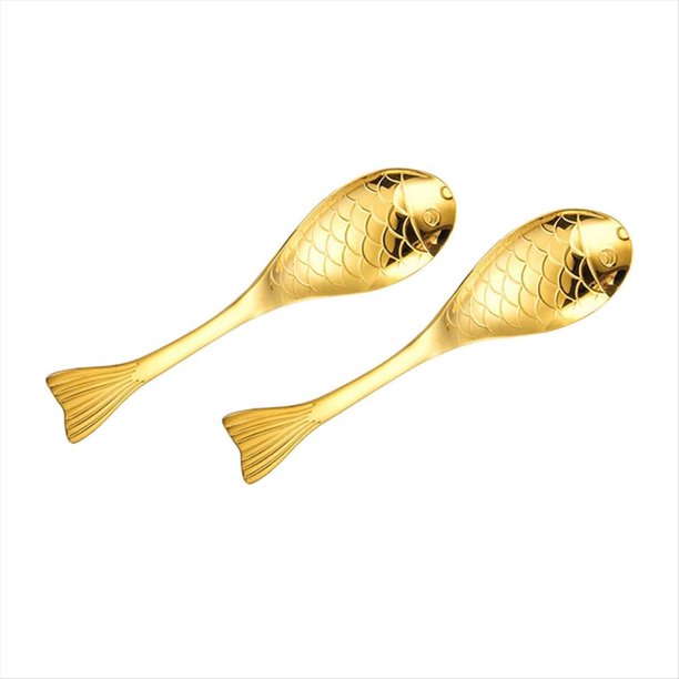 2 Uds. Cuchara de Pescado de , Cubiertos, Minicucharas para Agitar, Cuchara para Agitar Café, Minicucharas de Café para Cocina
