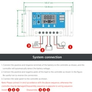 30A Solar Charge Controller, TSV Solar Panel Controller 12V/24V PWM Auto Parameter, Adjustable LCD Display Solar Panel Battery Regulator with Dual USB, Renewable Energy Controllers