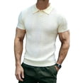 thumbnail image 3 of Men's Shirts, Casual Shirts for Men Collared Hollow Out Knit Shirts Summer Lightweight Breathable Slim Fit T-Shirts Brown XXL, 3 of 4